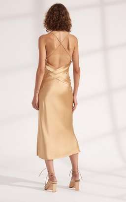 DION LEE Bias Weave Cowl Dress Sand/Gold for rent on The Volte - image 2
