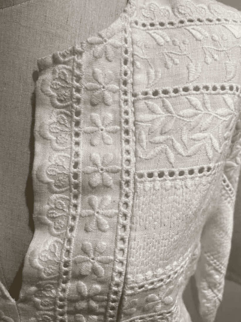 LOVER THE LABEL Italian Linen White Embroidery Dress Size S/M for rent on The Volte - main image