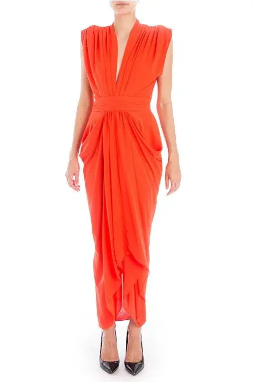 Carla Zampatti Waterfall Dress Red Size 6 for rent on The Volte - main image