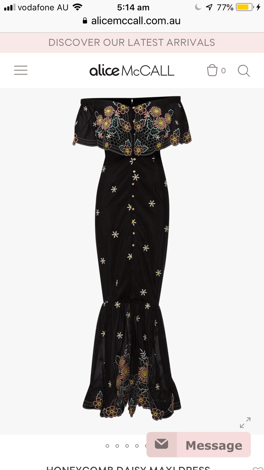Alice McCALL Honeycomb Daisy Black Embroidered Maxi Dress Size 10 for rent on The Volte - main image
