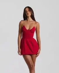 Natalie Rolt Maya Mini Size Red Dress Size 8 for rent on The Volte - main image