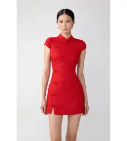 Sau Lee Natasha Tweed Mini Dress in Red Size 8 for rent on The Volte - image 2
