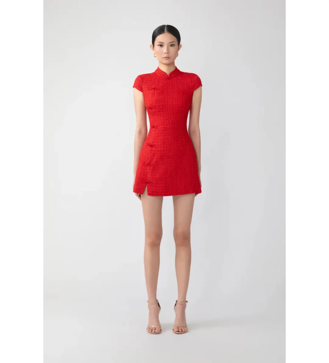 Sau Lee Natasha Tweed Mini Dress in Red Size 8 for rent on The Volte - main image