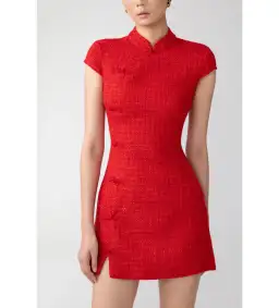 Sau Lee Natasha Tweed Mini Dress in Red Size 8 for rent on The Volte - image 3