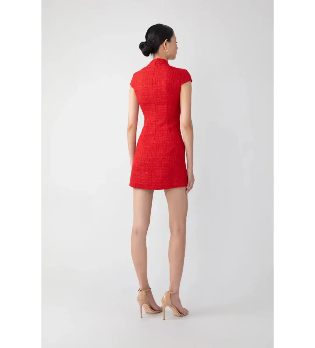 Sau Lee Natasha Tweed Mini Dress in Red Size 8 for rent on The Volte - main image