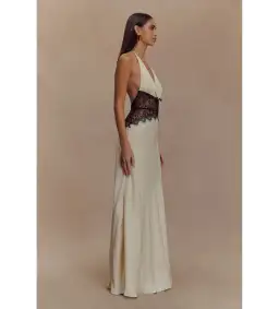 Meshki Dinah Lace and Satin Maxi Dress in Black/Ivory Size S/AU 8 for rent on The Volte - image 2