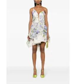 Zimmermann Natura Drape Mini Dress Blue Floral Size 0/ AU 8 for rent on The Volte - image 1