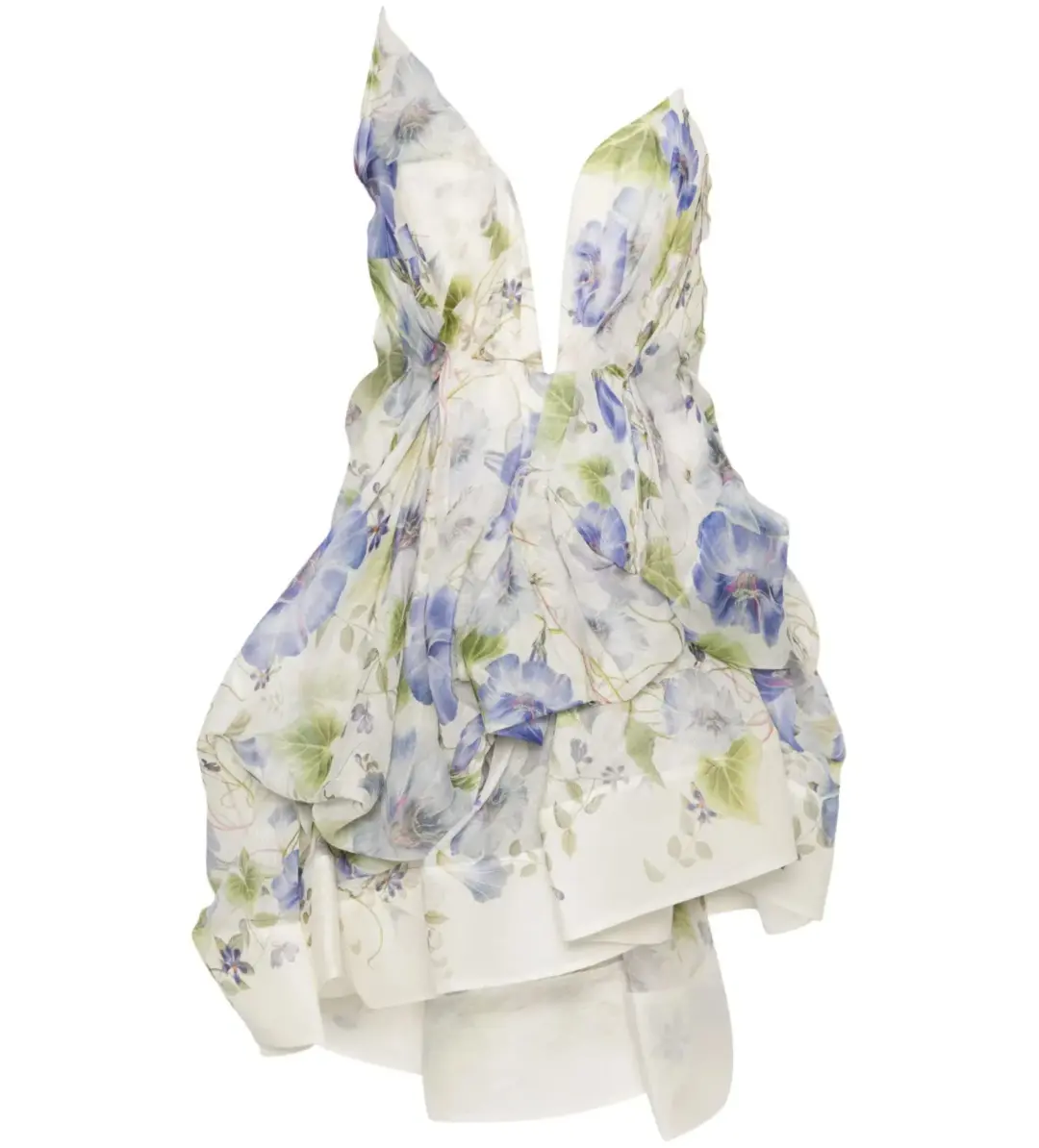 Zimmermann Natura Drape Mini Dress Blue Floral Size 0/ AU 8 for rent on The Volte - main image