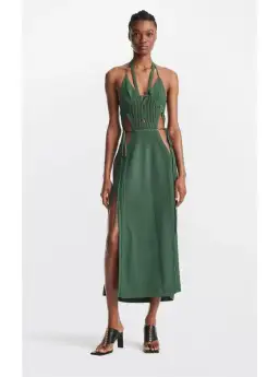 Dion Lee Crochet Midi Knit Halterneck Dress Green Size XS / AU 6 for rent on The Volte - image 1