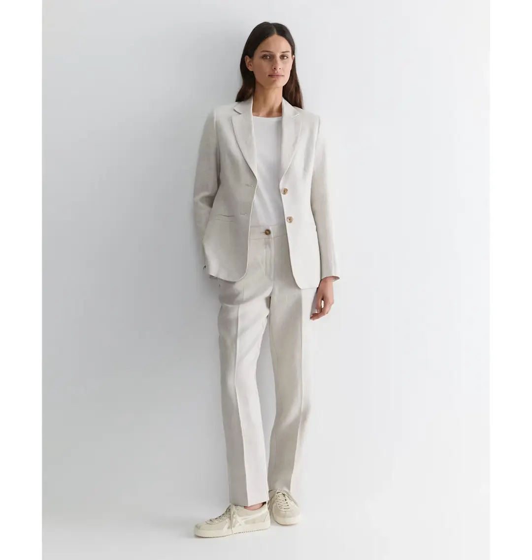 Freya Linen Blazer String Grey Size 6 for rent on The Volte - main image