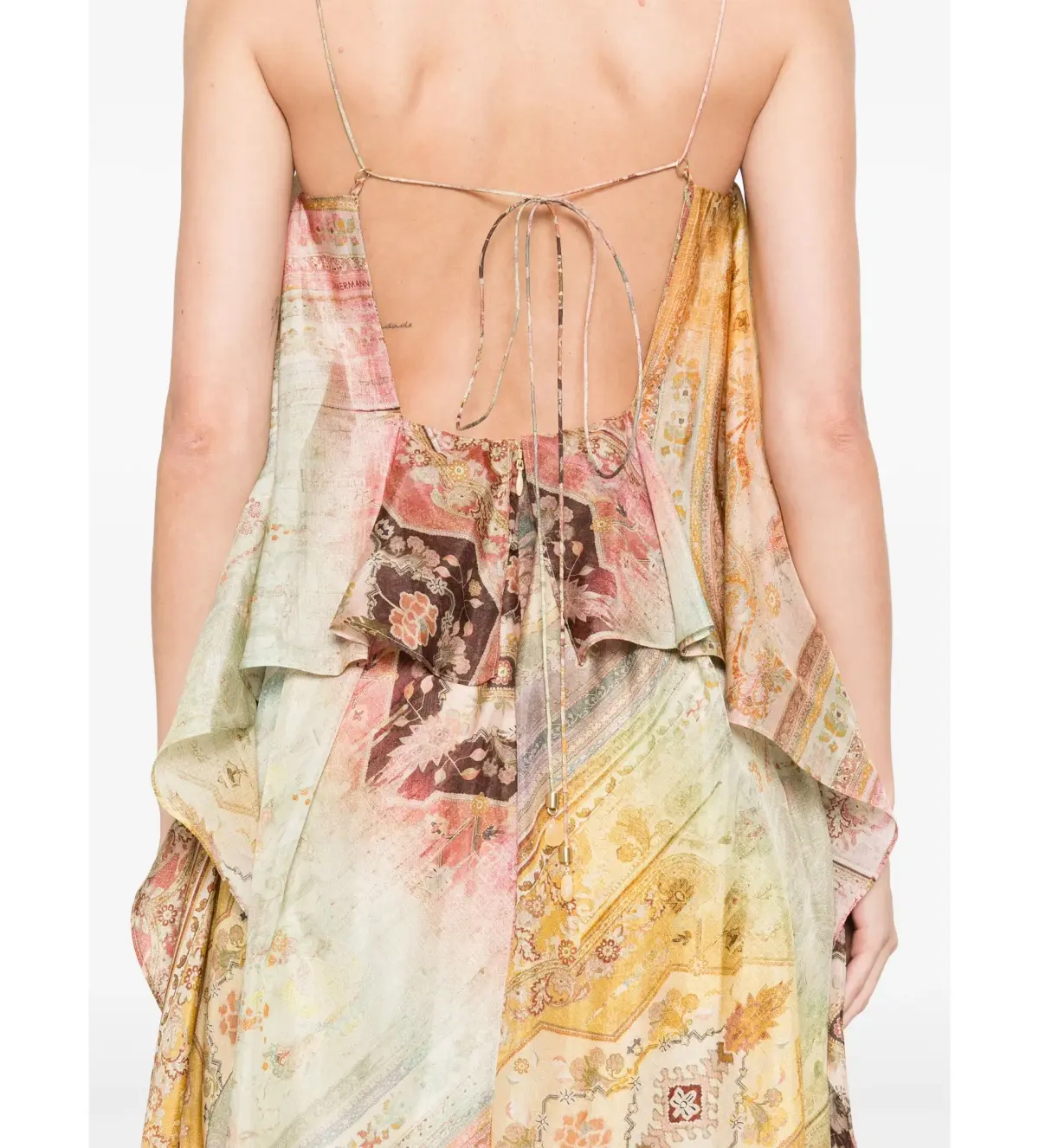 Zimmerman Tallow Ruffle Maxi Dress Multi Size 14 - Image 4