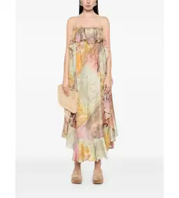 Zimmerman Tallow Ruffle Maxi Dress Multi Size 14 for rent on The Volte - image 1