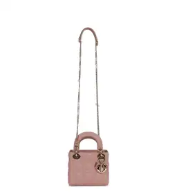 Christian Dior Mini Lady Bag Cannage Lambskin Light Gold Hardware in Blush for rent on The Volte - image 4