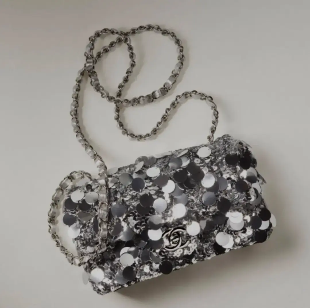 Chanel Sequin Mini Bag Silver for rent on The Volte - main image