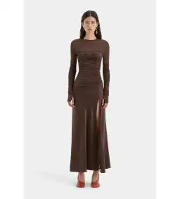 Sir the Label Alessia Draped Gown in Chocolate Size 10 for rent on The Volte - image 1