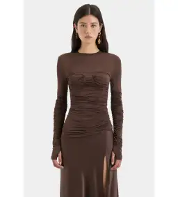 Sir the Label Alessia Draped Gown in Chocolate Size 10 for rent on The Volte - image 4