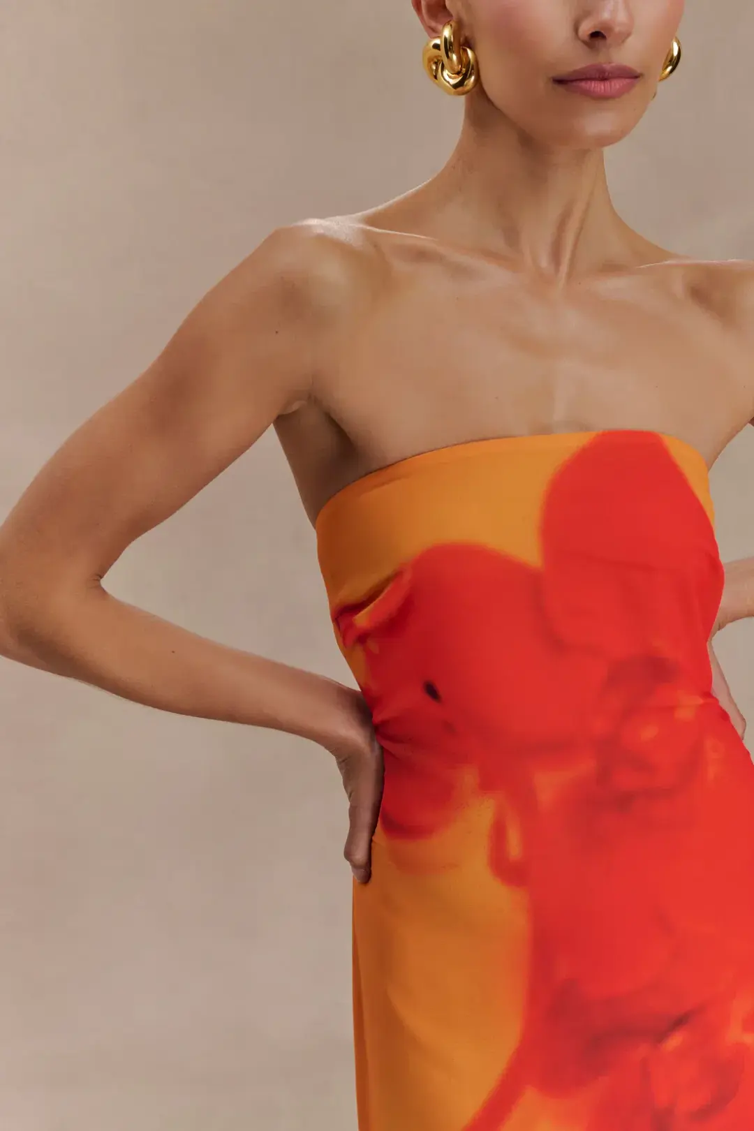 Meshki Amaya Strapless Dress Koi Orchid Print Size 10 for rent on The Volte - main image