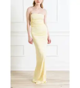 Christopher Esber Odessa Arced Side Strapless Gown Yellow Size AU 6 for rent on The Volte - image 1
