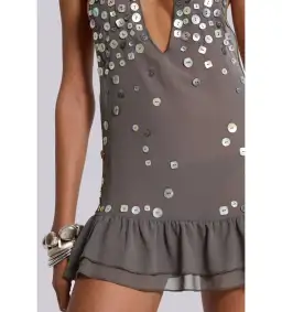 Jaded London Button Me Up Mini Dress Grey Size S/AU 8 for rent on The Volte - image 4