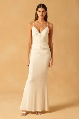 Misha Avoca Jersey Maxi Dress in Ivory Size 8