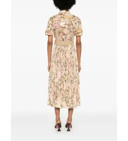 Zimmermann Pop Pleated Midi Shirtdress Gold/peach Floral Size 0 / AU 8 for rent on The Volte - image 2