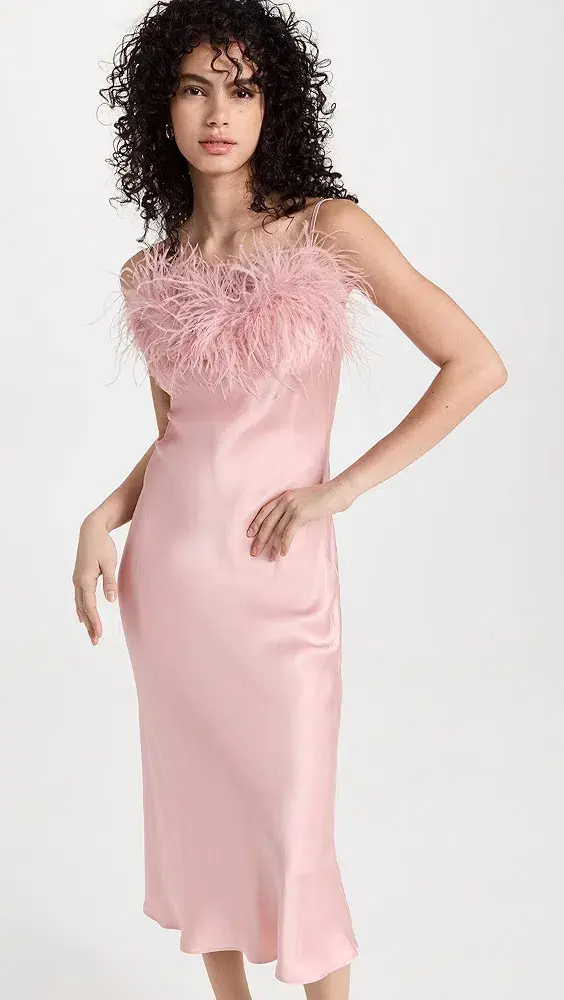 Sleeper Boheme Slip Maxi Dress Pink Size L for rent on The Volte - main image