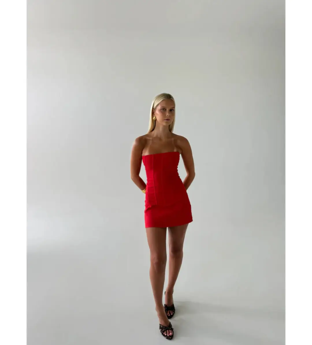 HNTR The Label Aurora Corset and Aura Mini Skirt Set in Red Size S / AU 8 for rent on The Volte - main image
