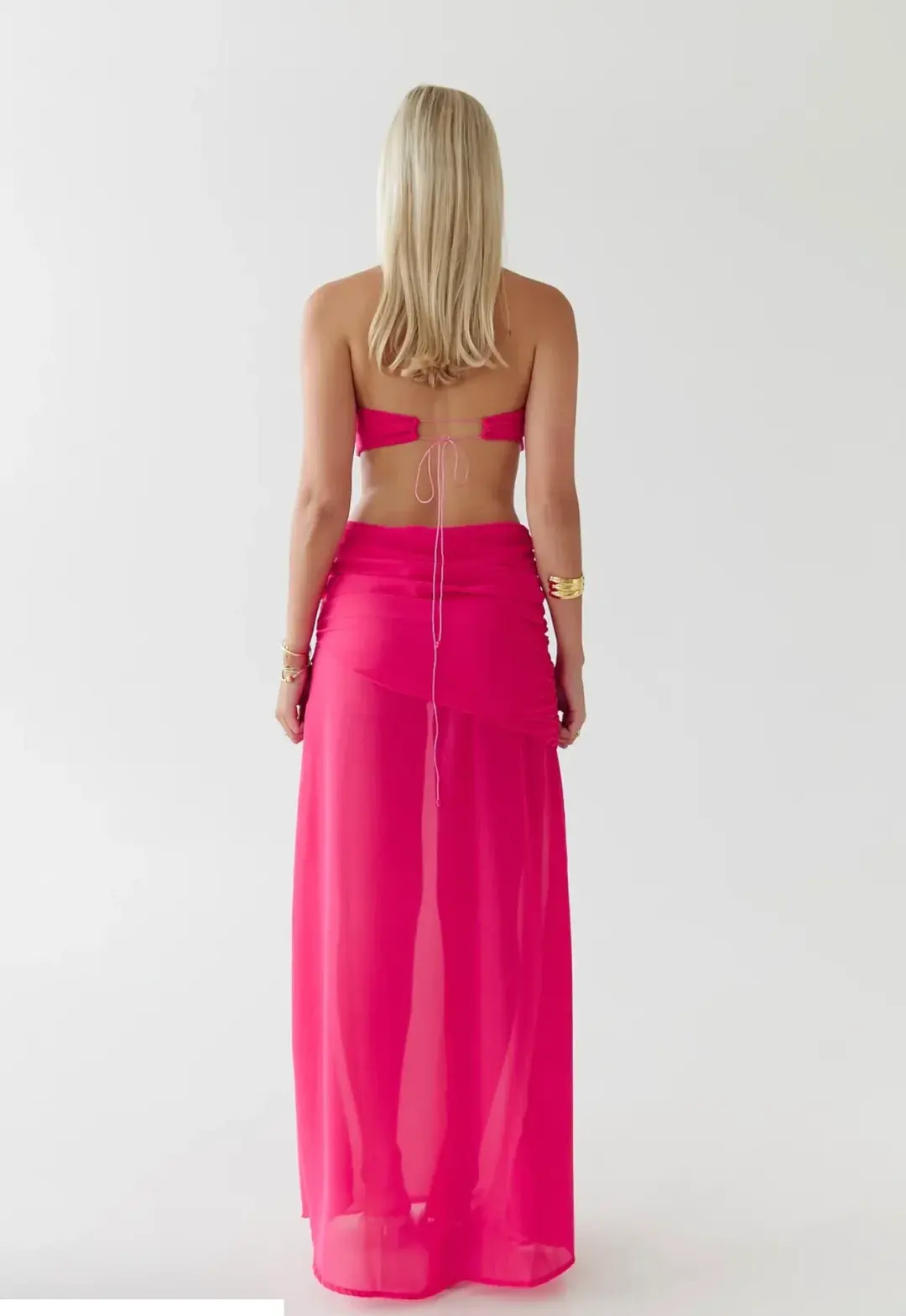 HNTR the label Gigi Set Maxi Dress Magenta Size AU 8 for rent on The Volte - main image