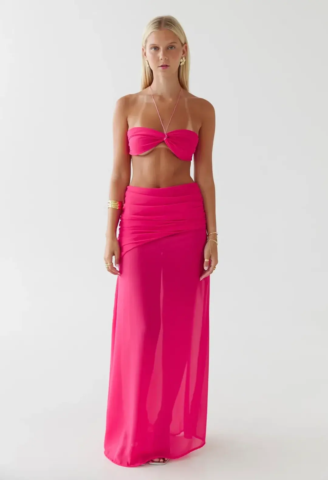 HNTR the label Gigi Set Maxi Dress Magenta Size AU 8 for rent on The Volte - main image