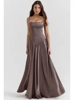 House of CB Anabella Lace Up Maxi Dress Smoke Size S / AU 8