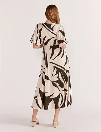 Staple The Label Acacia Wrap Midi Dress Print Size 8 for rent on The Volte - main image