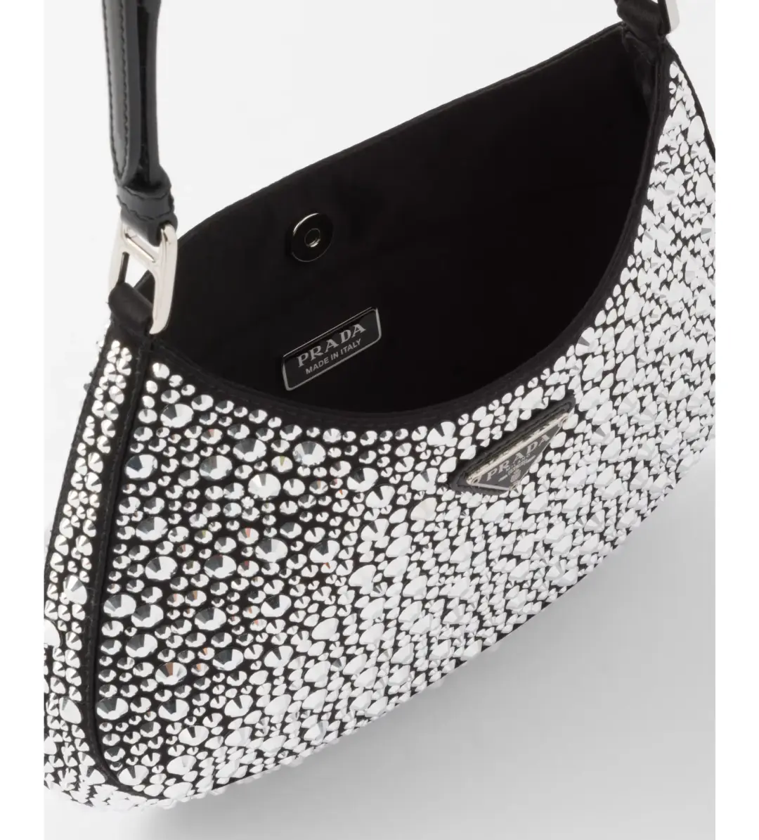 Prada Cleo Satin Bag With Crystals Silver for rent on The Volte - main image