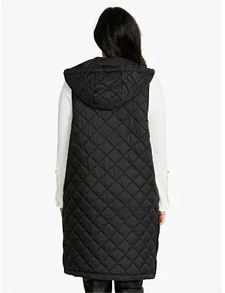 Ping Pong Kit Side Button Hooded Long Puffer Vest Black Size 18 for rent on The Volte - main image