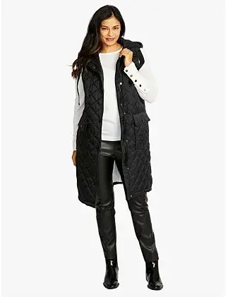 Ping Pong Kit Side Button Hooded Long Puffer Vest Black Size 18 for rent on The Volte - main image