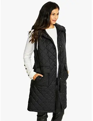 Ping Pong Kit Side Button Hooded Long Puffer Vest Black Size 18 for rent on The Volte - main image