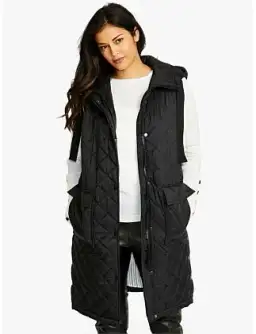 Ping Pong Kit Side Button Hooded Long Puffer Vest Black Size 18 for rent on The Volte - image 3