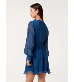 Forever New Genevieve Crinkle Pleated Mini Dress in Blue Size 12 for rent on The Volte - image 3