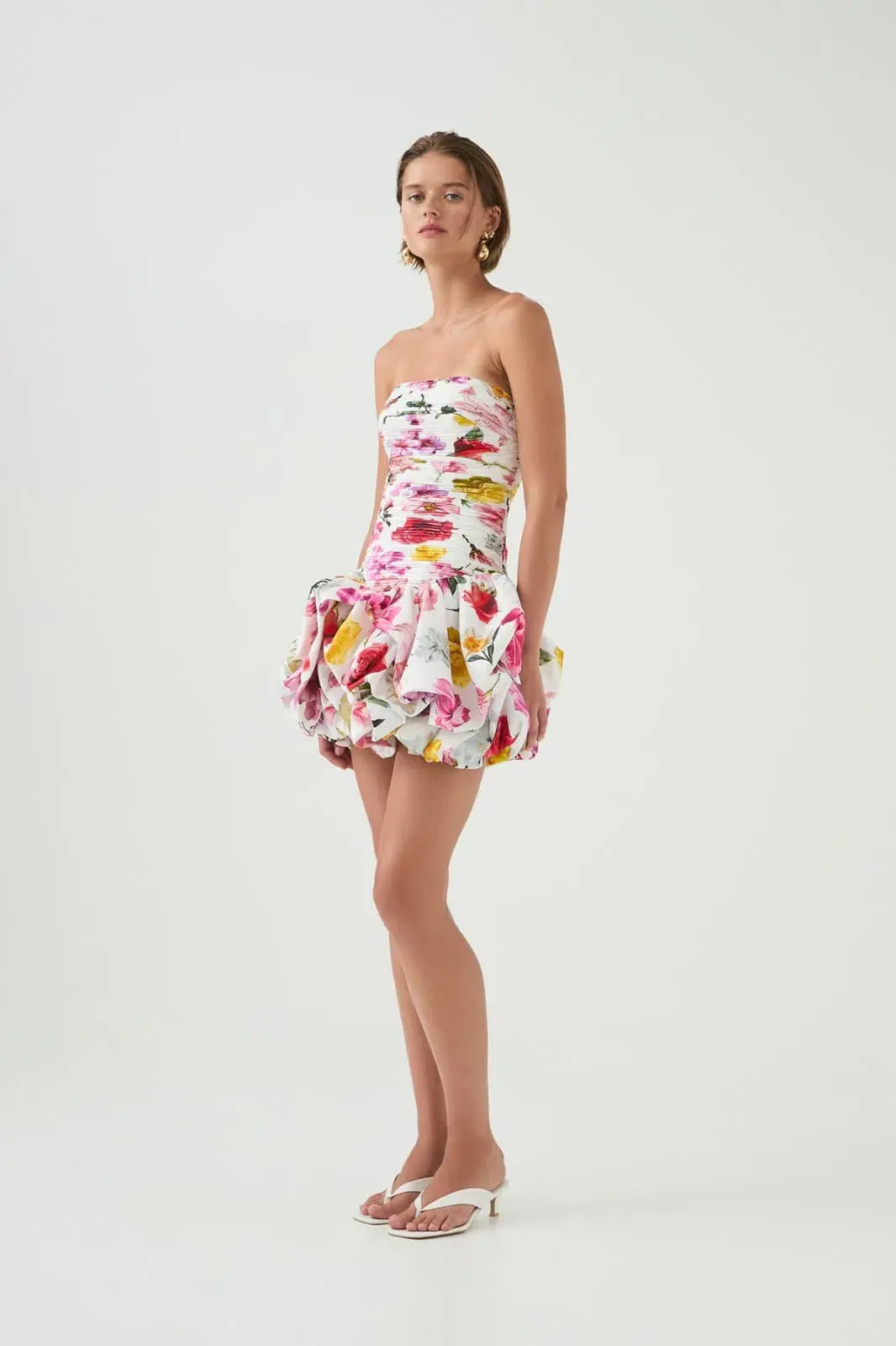 Aje Violette Bubble Hem Mini Dress Collage Floral Size AU 8 for rent on The Volte - main image
