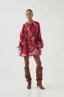 Aje Flora Mini Dress Red Size 8 for rent on The Volte - image 1