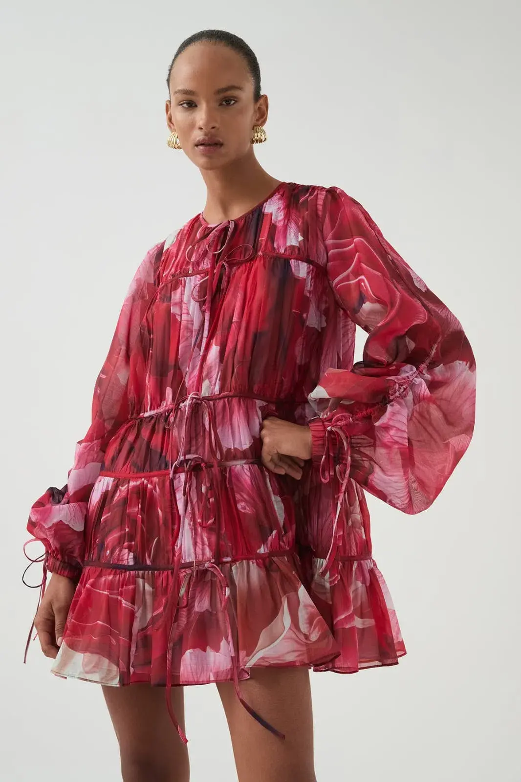 Aje Flora Mini Dress Red Size 8 for rent on The Volte - main image