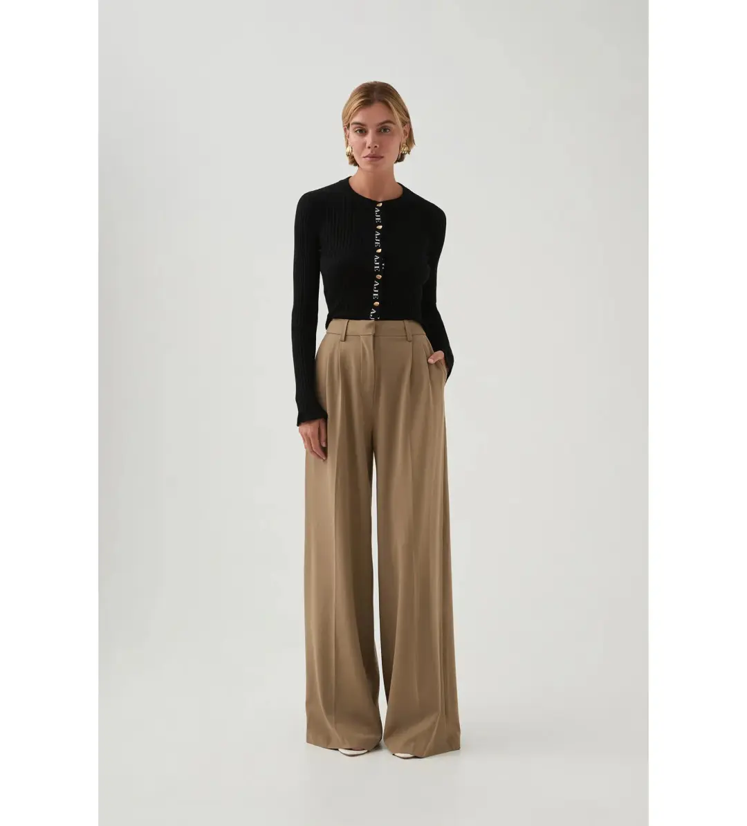 Aje Alchemy Knit Cardigan Black/Ivory Logo Size S/AU 8 for rent on The Volte - main image