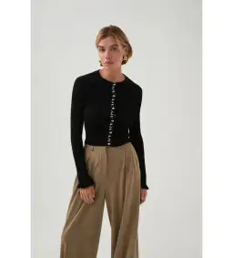 Aje Alchemy Knit Cardigan Black/Ivory Logo Size S/AU 8 for rent on The Volte - image 1