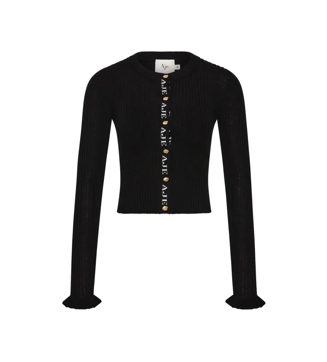 Aje Alchemy Knit Cardigan Black/Ivory Logo Size S/AU 8 for rent on The Volte - main image