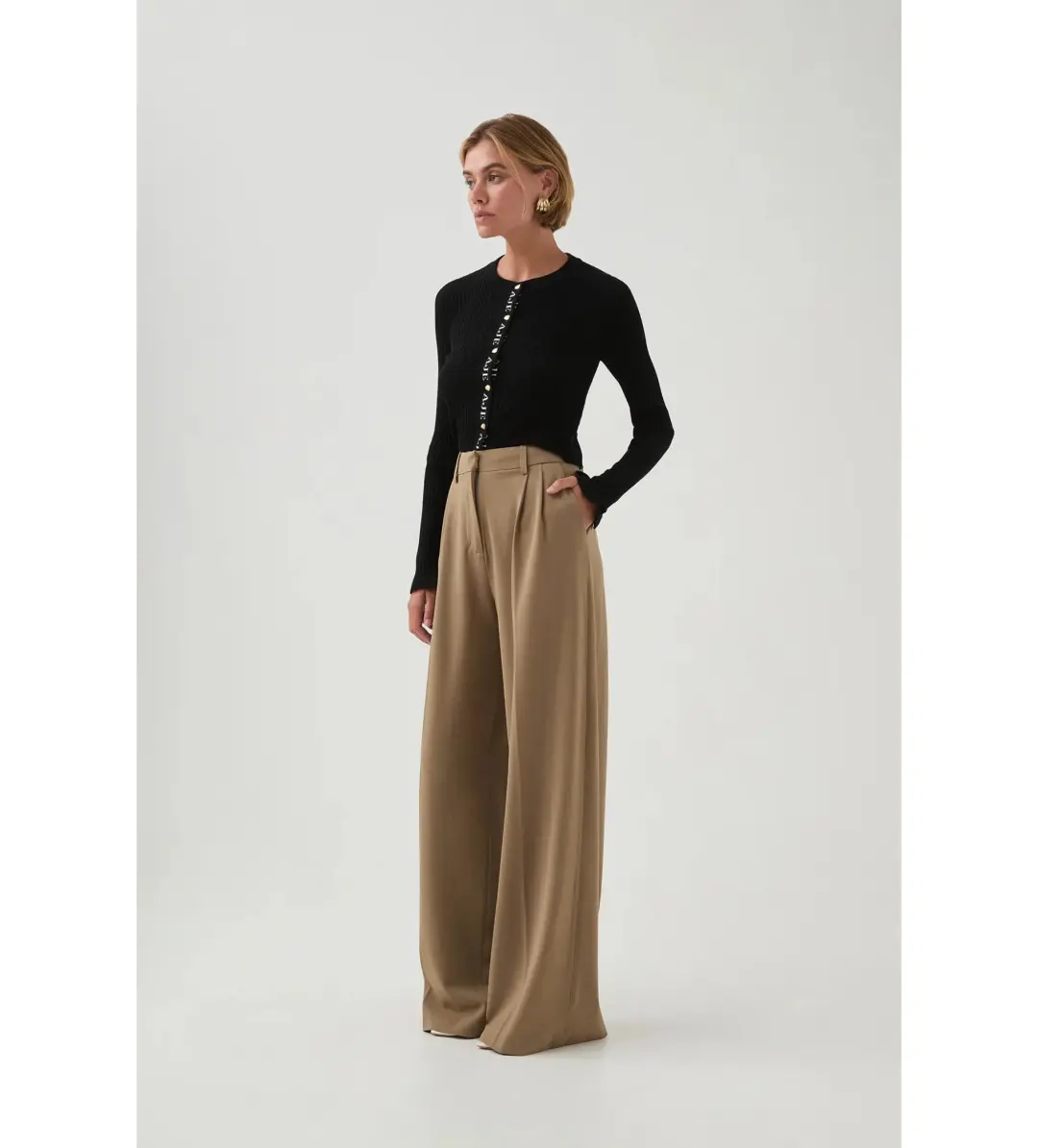 Aje Alchemy Knit Cardigan Black/Ivory Logo Size S/AU 8 for rent on The Volte - main image