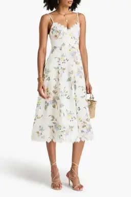 Zimmermann Lace Trim White Floral Midi Size 1 / AU 10 for rent on The Volte - image 1