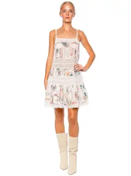 Zimmermann Acacia Lace Trim Mini Dress Cream Multi Floral Size 0P / AU 6P for rent on The Volte - image 1