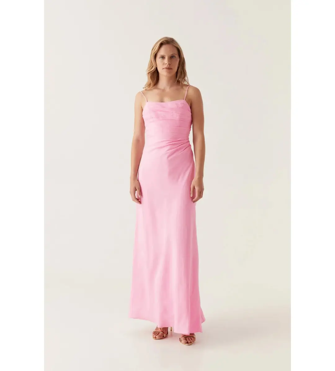 Aje Clarice Draped Maxi Dress in Bon Bon Pink Size 8 for rent on The Volte - main image