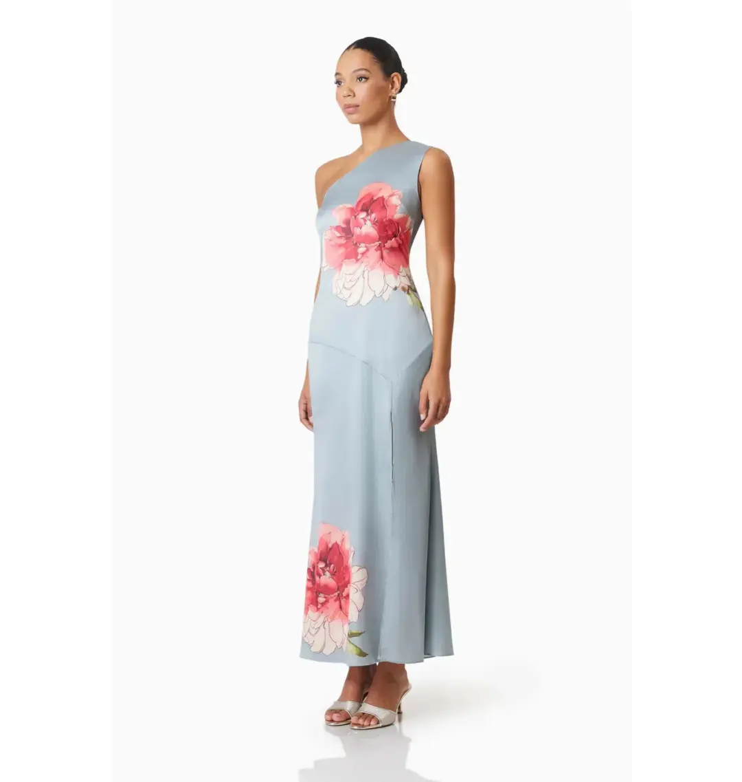 Elliatt Iliad One Shoulder Maxi Dress In Blue Size AU 10 for rent on The Volte - main image