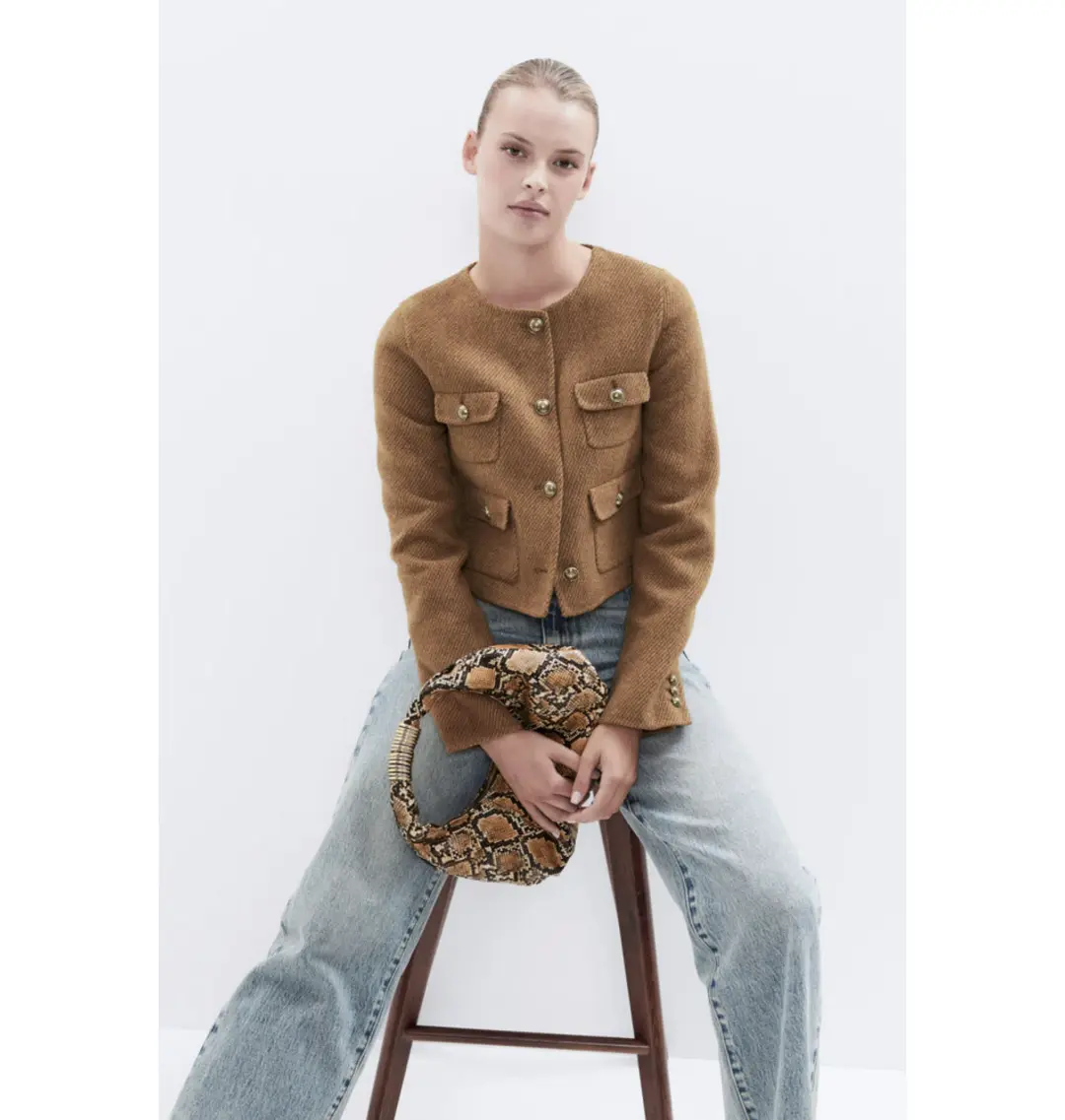 Unison Cropped Jacket Camel Size AU 8 for rent on The Volte - main image