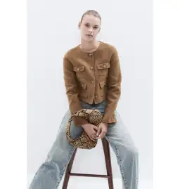 Unison Cropped Jacket Camel Size AU 8 for rent on The Volte - image 2